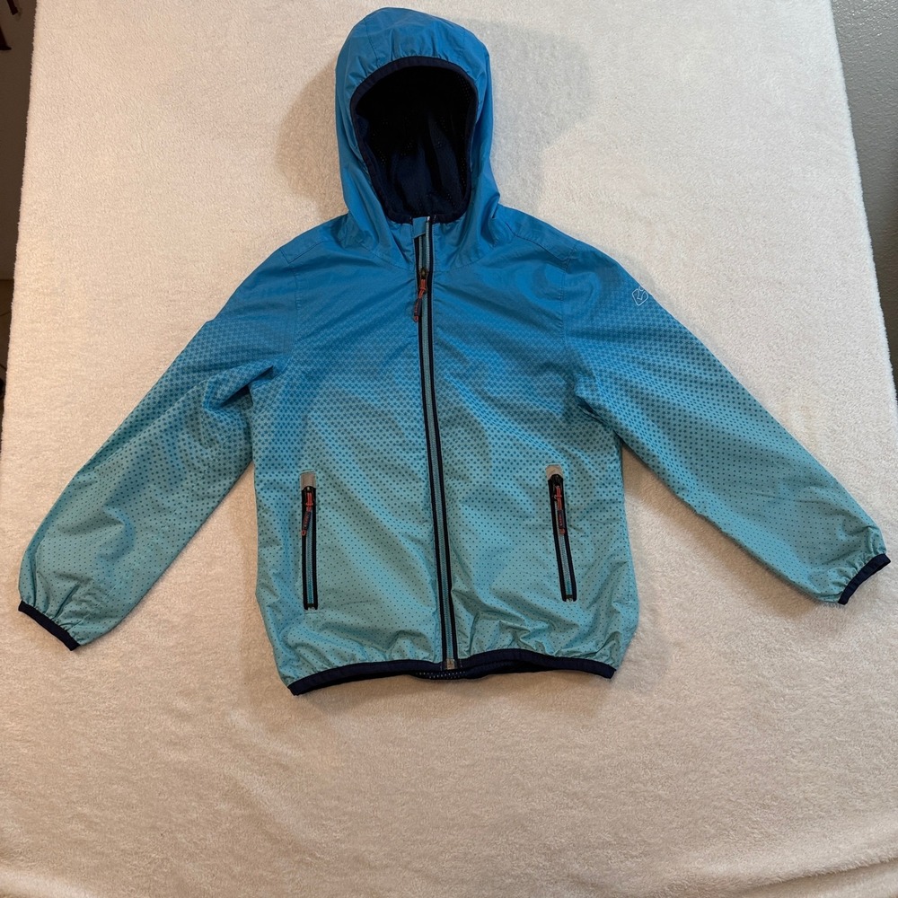Killtec Kids Blue Ombre Star Print Waterproof Windproof Hooded Jacket Size 8